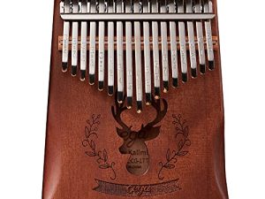Kalimba 17 Key Thumb Piano Premium Mahogany Deer Pattern Portable Musical Instrument Gifts for Kids Amateur and Beginner (Coffee)