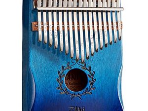 Kalimba 17 Key Thumb Piano Handhold Mbira Olive Branch Pattern Finger Piano Portable Premium Musical Instrument Gifts for Kids Amateur and Beginner (Gradient Blue)