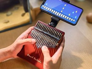 Jooleer Smart Kalimba with APP Tuning Hammer Thumb Piano 17 Keys Portable Finger Easy-to-Learn Musical Instrument Beginner Kids Adult Christmas Gift (Claret Red)