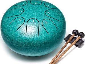 Lronbird Alloy Steel Tongue Drum 8 Notes 6 Inches Handpan Drums Concert Percussion Instruments with Pad Bag Mallets Music Book for Meditation Entertainment Musical Education Zen Yoga Gift (Malachite)