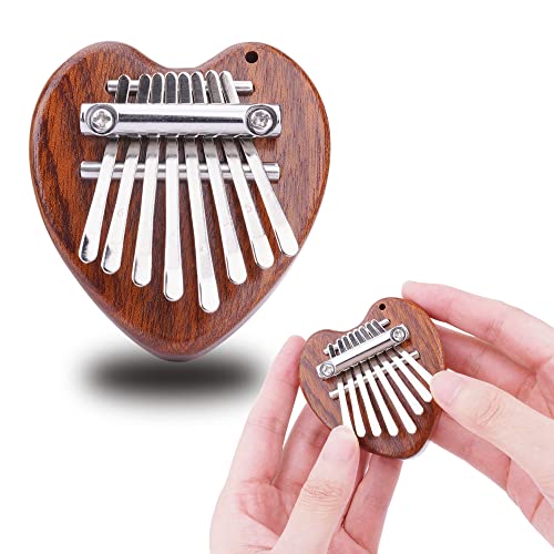 Wellerly 8 Key Mini Kalimba Thumb Piano - De-stress Fidget Music Toys - Mbira Likembe Sanza Finger Piano - Portable Marimba Pendant Musical Instrument Gifts for Kids and Adult - Lovely Heart Shaped Wellerly 8 Key Mini Kalimba Thumb Piano - De-stress Fidget Music Toys - Mbira Likembe Sanza Finger Piano - Portable Marimba Pendant Musical Instrument Gifts for Kids and Adult - Lovely Heart Shaped