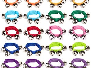 Foraineam 20 PCS 10 Colors Wrist Bells Ankle Jingle Bell Band Musical Tambourine Rhythm Percussion Instrument