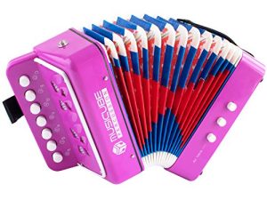 MUSICUBE Kid Accordion 10 Keys Small Accordion Musical Instrument for home and classroom Educational Toys (PURPLE)