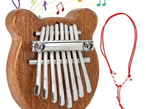 8 Keys Mini Kalimba 2022 New Thumb Piano Bear Shaped Kalimba Music Pocket Thumb Piano Mahogany Wood Finger Piano Christmas Valentines New Year Gifts for Adults Kids Beginners