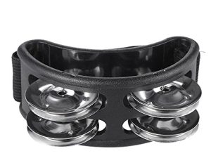 Foot Tambourine Percussion Musical Instrument Foot Drum set with Metal Jingle Bell for Guitar Drum Accessory Instrument (Black)