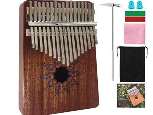 Kalimba Thumb Piano 17 Keys Portable Mbira Finger Piano with Study Instruction and Tune Hammer Gifts for Kids Adults