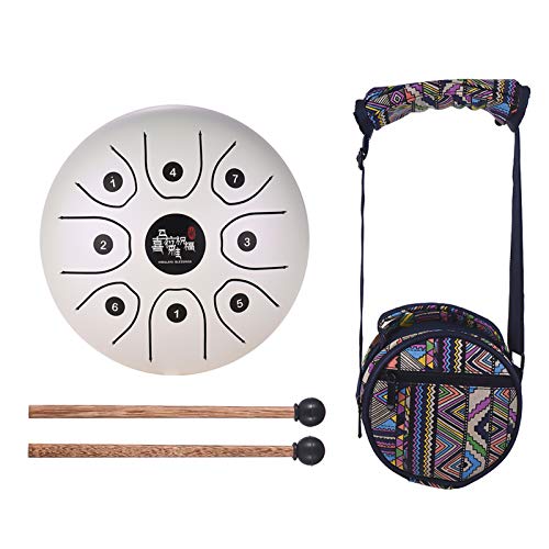 Btuty Mini 8-Tone Steel Tongue Drum 5.5 Inch C Key Percussion Instrument Handpan Drum with Drum Mallets Carry Bag Btuty Mini 8-Tone Steel Tongue Drum 5.5 Inch C Key Percussion Instrument Handpan Drum with Drum Mallets Carry Bag