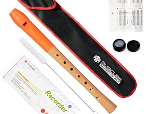 MUSICUBE Soprano Recorder Baroque Fingering Double Holes Wooden Recorder Flauta with Cleaning Rod Musical Instrument for Beginner Kids Adults