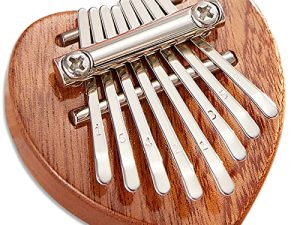 Mini Kalimba 8 Keys Thumb Piano Cute Portable Exquisite Heart-shaped Finger Piano Musical Instrument Sapele Wood Marimba Good Accessory Pendant Gift for Kids Adult Beginners