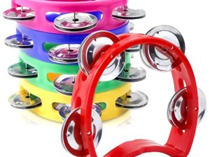 Vmiapxo 5 Pack Colored Plastic Tamborines Musical Instrument