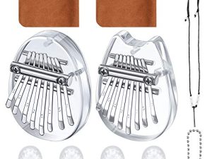 10 Pieces 8 Keys Mini Kalimba Piano Set Include Mini Finger Thumb Piano with Lanyard Chain