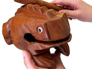 Deluxe Extra-Large 8" Wood Frog Guiro Rasp - Percussion Musical Instrument Tone Block - by World Percussion USA