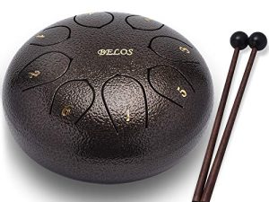 BELOS Steel Tongue Drum 6 Inch 8 Notes Lotus Handpan Drum Kit Chakra Tank Drum Percussion Instrument with Drum Mallets Carry Bag for Beginner Adult Kids Musical Education Concert Mind Healing Yoga