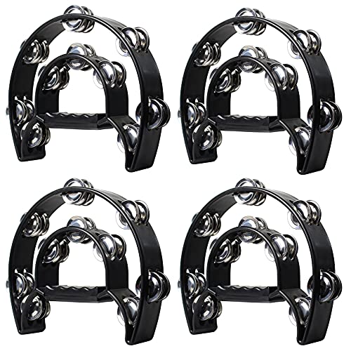 4 Pack 9" Double Row Tambourine Metal Jingles Hand Held Percussion Tambourine Half Moon Musical Tambourine 4 Pack 9" Double Row Tambourine Metal Jingles Hand Held Percussion Tambourine Half Moon Musical Tambourine