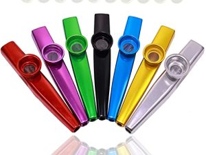 Fartime 7 Pcs Metal Kazoos With 20Pcs Kazoo Flute Diaphragms