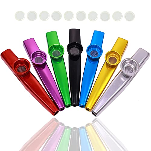 Fartime 7 Pcs Metal Kazoos With 20Pcs Kazoo Flute Diaphragms Fartime 7 Pcs Metal Kazoos With 20Pcs Kazoo Flute Diaphragms
