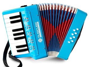 MUSICUBE Accordion Instrument for Kids 17 Keys 8 Bass Accordion with Straps for Beginners Adults Student Educational Musical Instrument Toy for Boys Girls Aged 3+ Gift Choice (Blue)