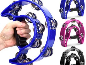 Facmogu 3 Pack Half Moon Handheld Tambourine