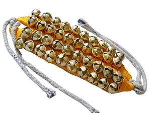 MBI Bharatnatyam and kathak dancing Anklet (Ghungroo) |Musical Instrument Dancing gear| Indian Classical Dancers Anklet (Yellow Padded 2 Row with 40 Bells )