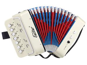 Eastar Kids Accordion Toy Accordian Mini Musical Instruments 10 Keys Button for Child Children Kids Toddlers Beginners (White)