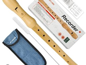 MUSICUBE Soprano Recorder German Fingering Single Hole Wooden Recorder Flauta with Cleaning Rod Musical Instrument for Beginner Kids Adults