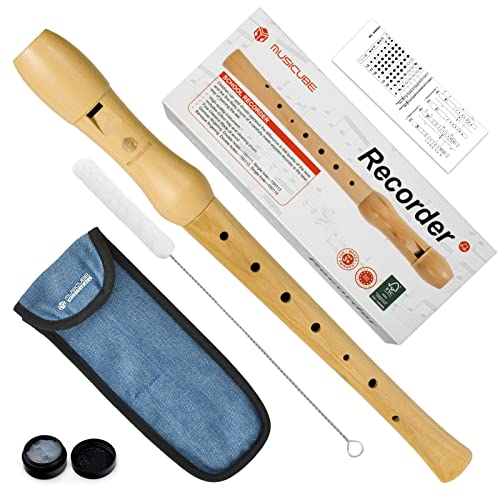 MUSICUBE Soprano Recorder German Fingering Single Hole Wooden Recorder Flauta with Cleaning Rod Musical Instrument for Beginner Kids Adults MUSICUBE Soprano Recorder German Fingering Single Hole Wooden Recorder Flauta with Cleaning Rod Musical Instrument for Beginner Kids Adults