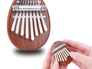 Wellerly 8 Key Mini Kalimba Thumb Piano - De-stress Fidget Music Toys - Mbira Likembe Sanza Finger Piano - Portable Marimba Pendant Musical Instrument Gifts for Kids and Adult - Oval Shaped
