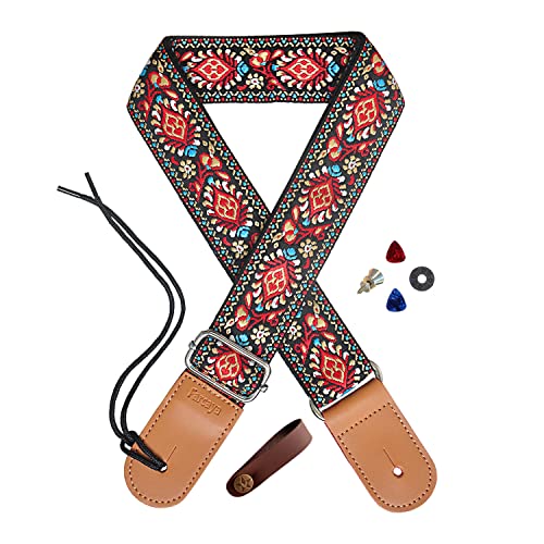 Farcaya Ukulele Strap Jacquard Flower Cotton for Soprano Concert Tenor Baritone Banjo Mandolin Leather Ends Uke Strap Farcaya Ukulele Strap Jacquard Flower Cotton for Soprano Concert Tenor Baritone Banjo Mandolin Leather Ends Uke Strap
