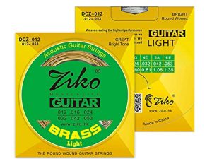 ZIKO DCZ-012 Light Acoustic Guitar Strings Hexagon Alloy Wire Brass Wound Corrosion Resistant 6 Strings Set Musical Instrument Accessories (.012-.053)