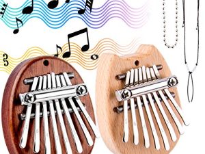 QUACOWW 2 Packs Kalimba Thumb Piano 8 Keys Mini Kalimba Misifu Portable Wood Thumb Piano Pendant Musical Instrument Gift for Kids Adult Beginners