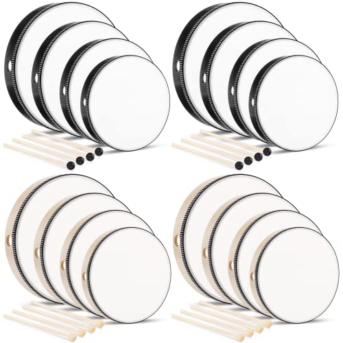 16 Pcs Kids Hand Drums Wooden Frame Drum with Drum Stick 16 Pcs Kids Hand Drums Wooden Frame Drum with Drum Stick