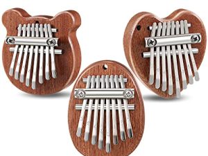 3 Pack Mini Thumb Piano with 8 Key Finger Thumb Piano Portable Mini Pocket Kalimba Cute Heart Oval Bear Kalimba Small Hand Piano for Kid Adult Christmas Musical Gifts Ready In Tune Version