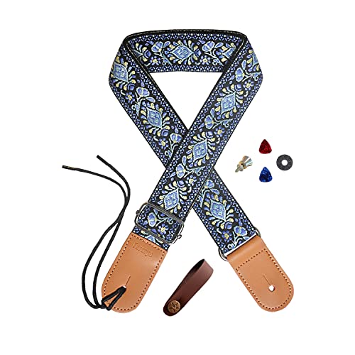 Farcaya Ukulele Strap Jacquard Flower Cotton for Soprano Concert Tenor Baritone Banjo Mandolin Leather Ends Uke Strap Farcaya Ukulele Strap Jacquard Flower Cotton for Soprano Concert Tenor Baritone Banjo Mandolin Leather Ends Uke Strap