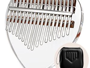 [with Case]Cega Kalimba 17 keys Clear Acrylic Heart-shaped Portable Transparent Crystal Thumb piano Finger piano Mbira Calimba Marimba Musical Instruments for Kids