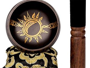 Sun in Moon Singing Bowl Set by Ohm Store — Black Etched Sound Bath Bowl Instrument — Unique
