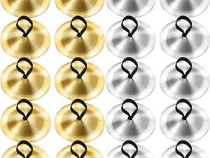 20 Pieces Finger Cymbals Belly Dancing Finger Dancing Finger Zills Musical Instrument for Dancer Party (Gold