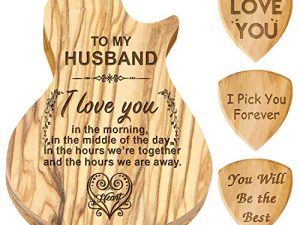 Custom Engraved Wooden Guitar Pick Box Holder For Husband