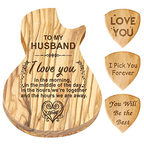 Custom Engraved Wooden Guitar Pick Box Holder For Husband Custom Engraved Wooden Guitar Pick Box Holder For Husband