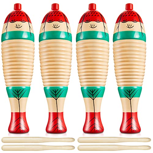 4 Sets Fish Style Guiro Instrument Wood Fish Shape Guiro Colorful Hand Percussion Instrument with Rhythm Sticks Musical Instruments for Adults Kids 4 Sets Fish Style Guiro Instrument Wood Fish Shape Guiro Colorful Hand Percussion Instrument with Rhythm Sticks Musical Instruments for Adults Kids