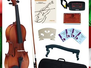 Crafteem 4/4 Student Standard Solid Wood Violin Outfit for Beginner Kids & Adults and W/Case