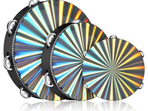 Radiant Tambourine 3 Pieces Tambourines for Adults 6/ 8/ 10 Inch Wood Church Tambourine Single Row Tambourines Musical Instrument Reflective Hand Drum Percussion Musical Instrument for Church Party