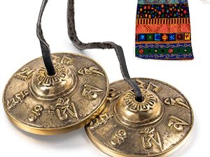 Tibetan Tingsha Cymbals Meditation Chime Bells with Tibetan drawstring Cloth Bag