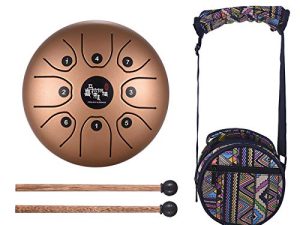 Btuty Mini 8-Tone Steel Tongue Drum 5.5 Inch C Key Percussion Instrument Handpan Drum with Drum Mallets Carry Bag