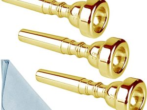 Gold Trumpet Mouthpiece 7C 5C 3C Trumpet Mouthpiece Set with Box Cleaning Cloth Compatible with Yamaha Bach Conn King Musical Instruments for Beginners and Professional Players 3Pack