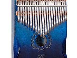 Kalimba 21 Key Thumb Piano Premium Mahogany Olive Branch Pattern Finger Piano Handhold Mbira Portable Musical Instrument Gift for Kids Amateur and Beginner (Gradient Blue)