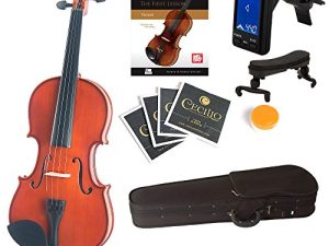 Mendini By Cecilio Violin For Kids & Adults - 4/4 MV Natural Varnish Finish Violins