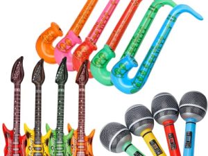 Jumbo 12PCS Inflatable Guitar Saxophone Microphone Balloons Musical Instruments Accessories For Birthday Christmas Hallween