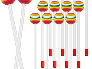 12 Pcs Lollipop Drum Mallet Sticks Round Rainbow Hammer Percussion Sticks Plastic Drumsticks for Kids Child Mallet Musical Toy Mallet Hand Foam Hammer Toy for Adults Musical Instrument Accessories