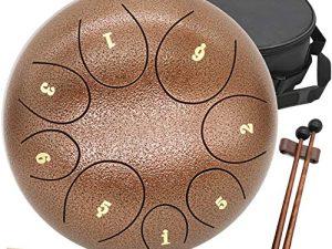 Steel Tongue Drum Tank Drum - Standard C Key 8 Notes 8 inches Pan Drum - Percussion Instrument with Drum Mallets -Handpan Drum with Bag