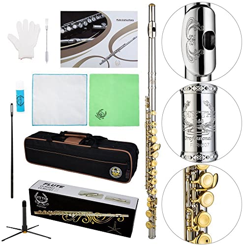 RHYTHM C Flutes with Engraved Flower Closed Hole 16 Keys Flute For Student RHYTHM C Flutes with Engraved Flower Closed Hole 16 Keys Flute For Student